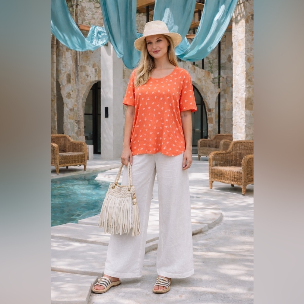 Mango orange funky tunic short sleeve 2X